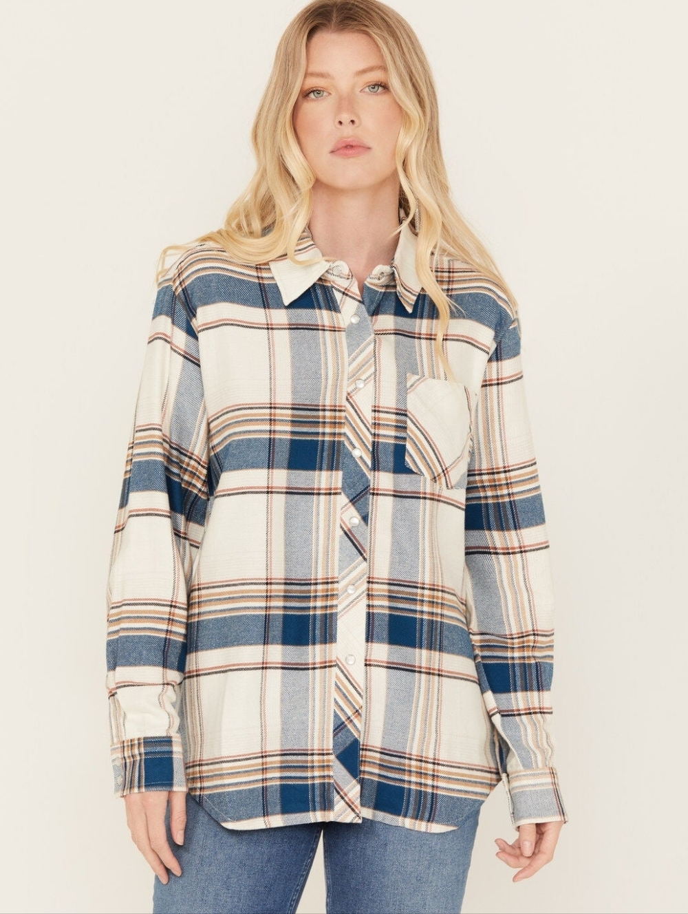 Idyllwind Plaid Catherine Western Pearl Snap Flannel Button Down Top Size XL